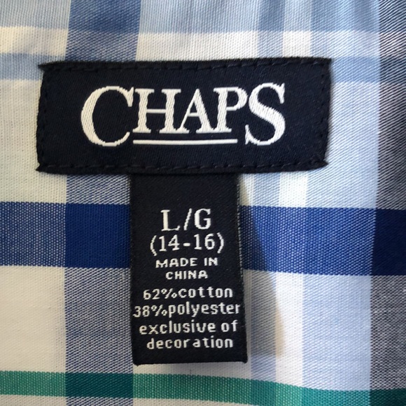 Chaps Boys' Long Sleeve Plaid Button-Down Woven Shirt szL (14-16) - Picture 2 of 7